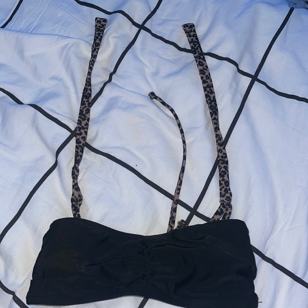 black and cheetah print bikini top